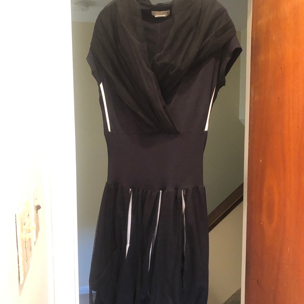 Ivan Grundahl Black Stretch Dress with Tulle